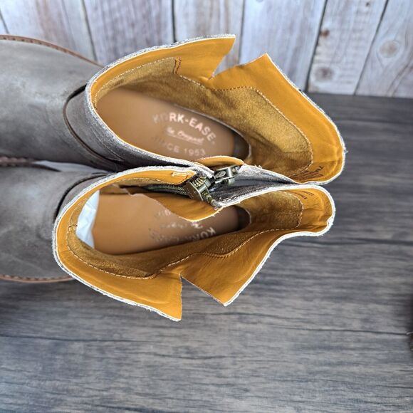 Kork-Ease Kennedy Suede Leather Zipper Boot Women's Sz 7 M Distressed Taupe(VGC) - Picture 6 of 9